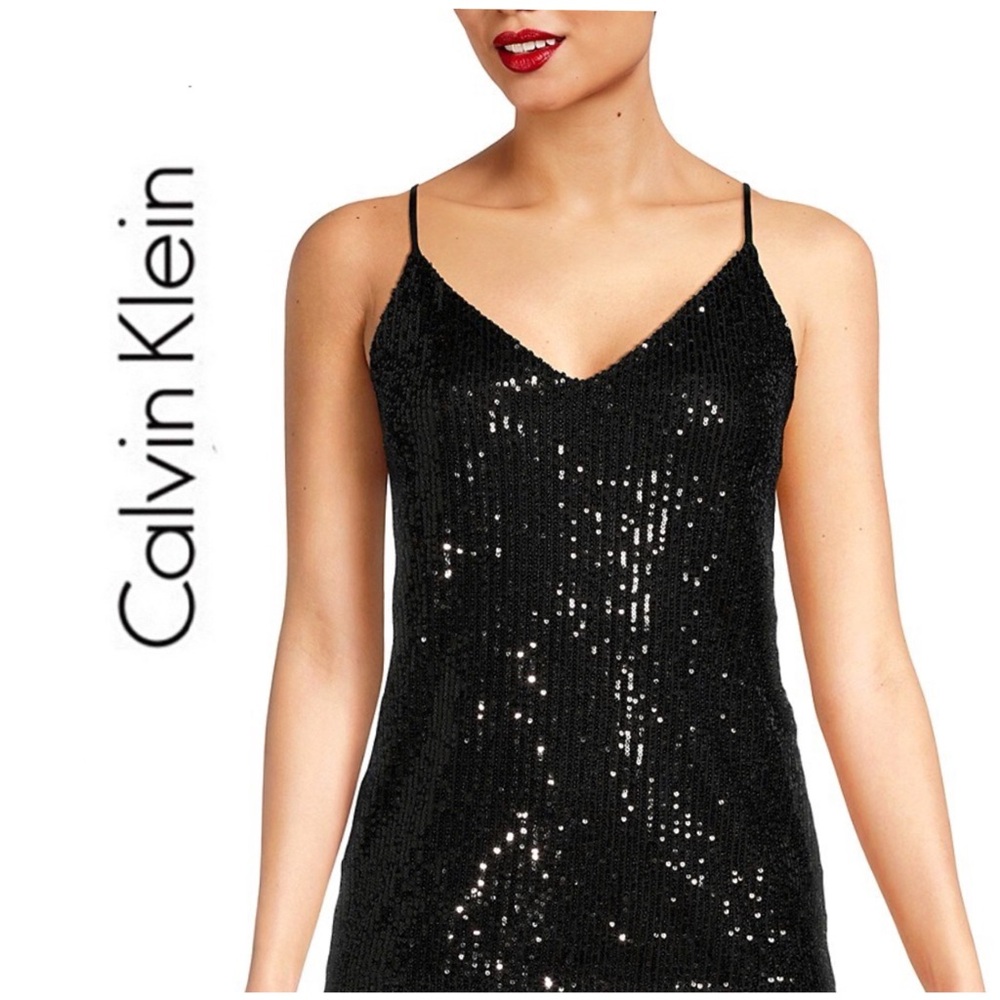 Calvin Klein Black Sequin Tank Top Cami S